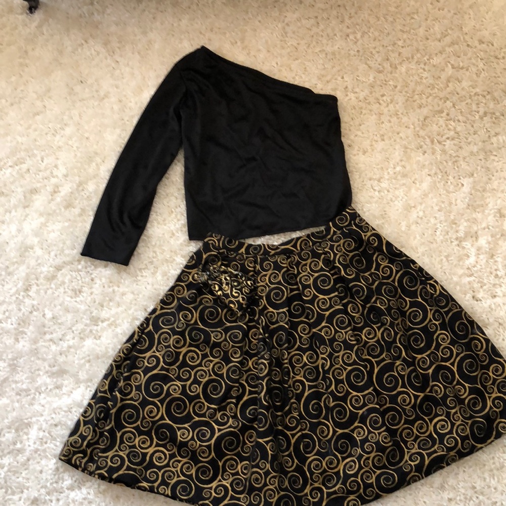2 piece skirt set with asymmetrical pullover
